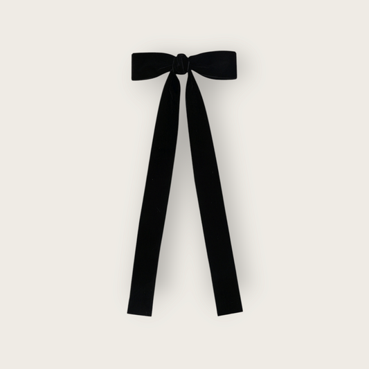 Lange zwarte haarstrik met een klem voor vrouwen en meiden