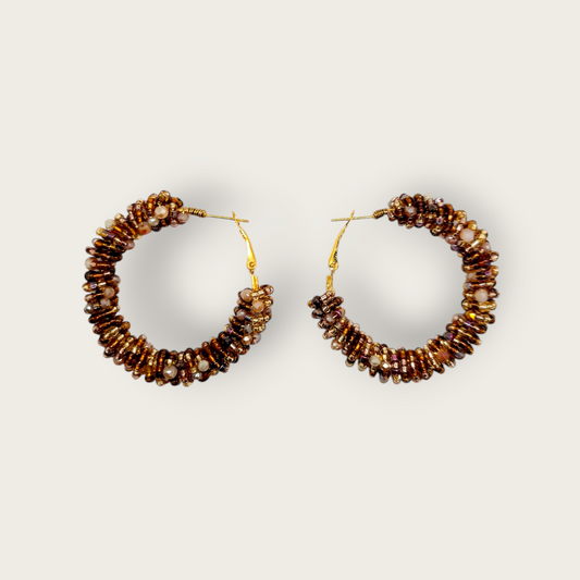 Oorbellen Hoops Bruin L (9867407262033)