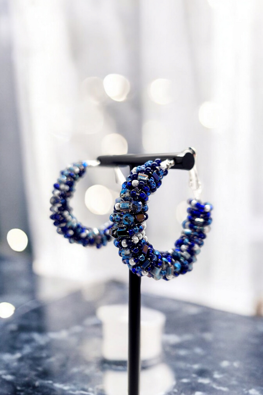 Oorbellen Hoops Dark Blue M (9867421909329)