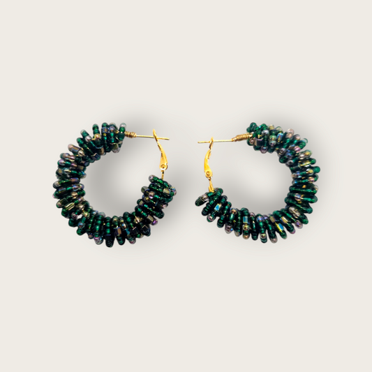 Oorbellen Hoops Dark Green M (9868626624849)